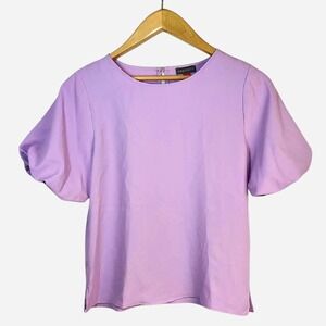 NWT Vince Camuto Garden Romance Purple Iris Puff‎ Sleeve Blouse l XS